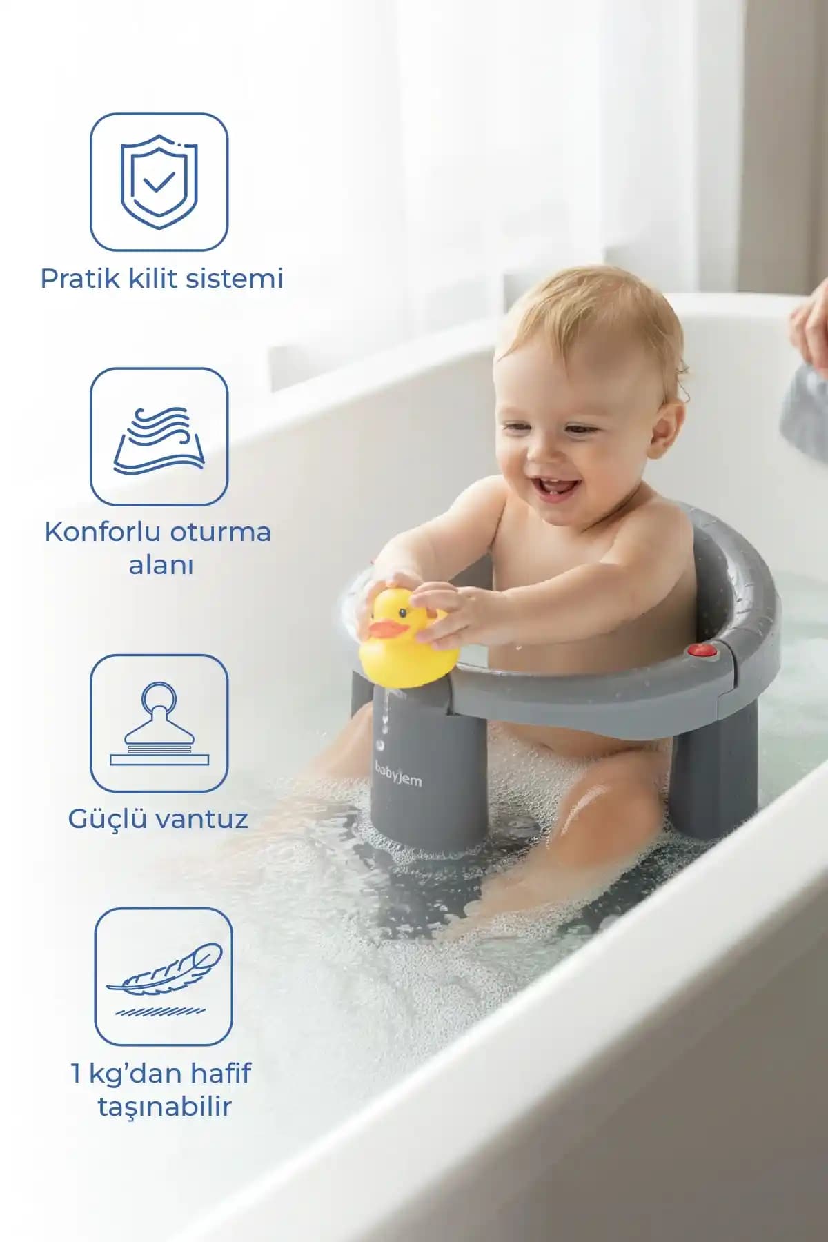 Babyjem Önden Açılır Banyo ve Mama Oturağı Güvenli ve Kullanışlı Bebek Oturağı
