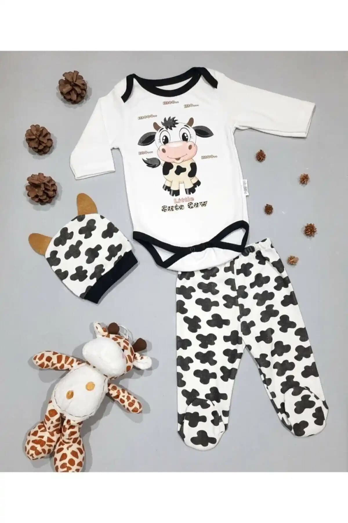 Mai Perla Unisex Bebek Inek 3’lü Zıbın Takımı Konfor ve Şıklık Sunar