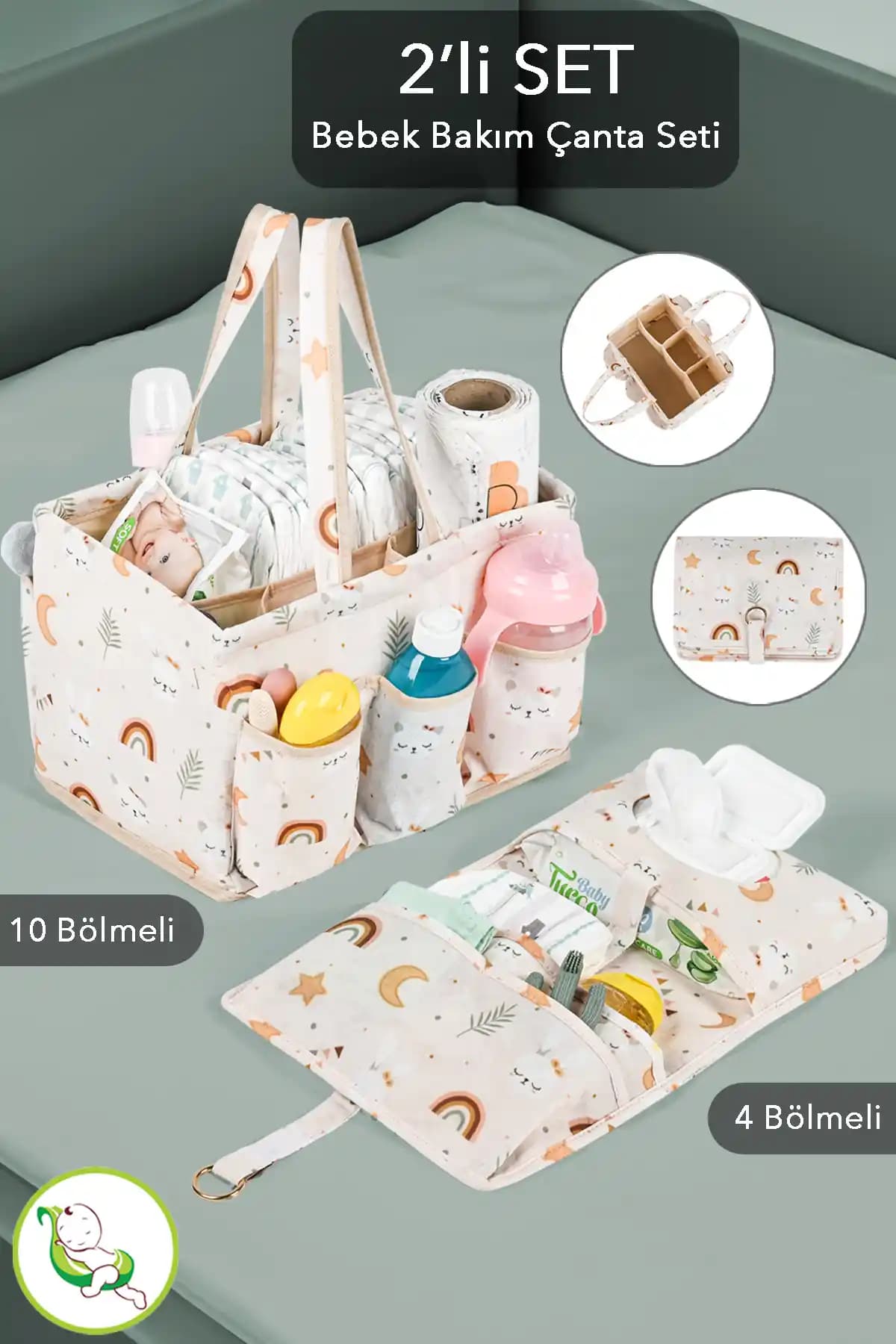 Meleni Baby Çok Amaçlı Bebek Bakım Çantası ve Organizer Seti Türkiye Menşei