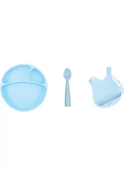 OiOi 3 Parça Önlüklü Bebek Beslenme Seti Gıda Güvenli ve Pratik Kullanım Sağlar