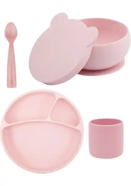 OiOi Pinky Pink Bebek Beslenme 4'lü Set Güvenli ve Estetik Tasarım