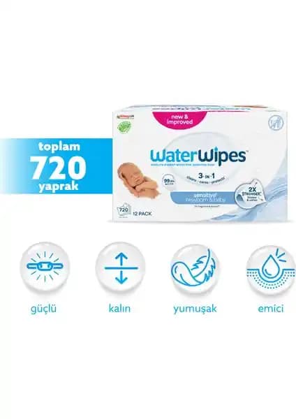 Waterwipes Yeni Bıo Islak Mendil 720'li, Doğal ve Hassas Ciltler İçin Güvenilir Temizlik Ürünü