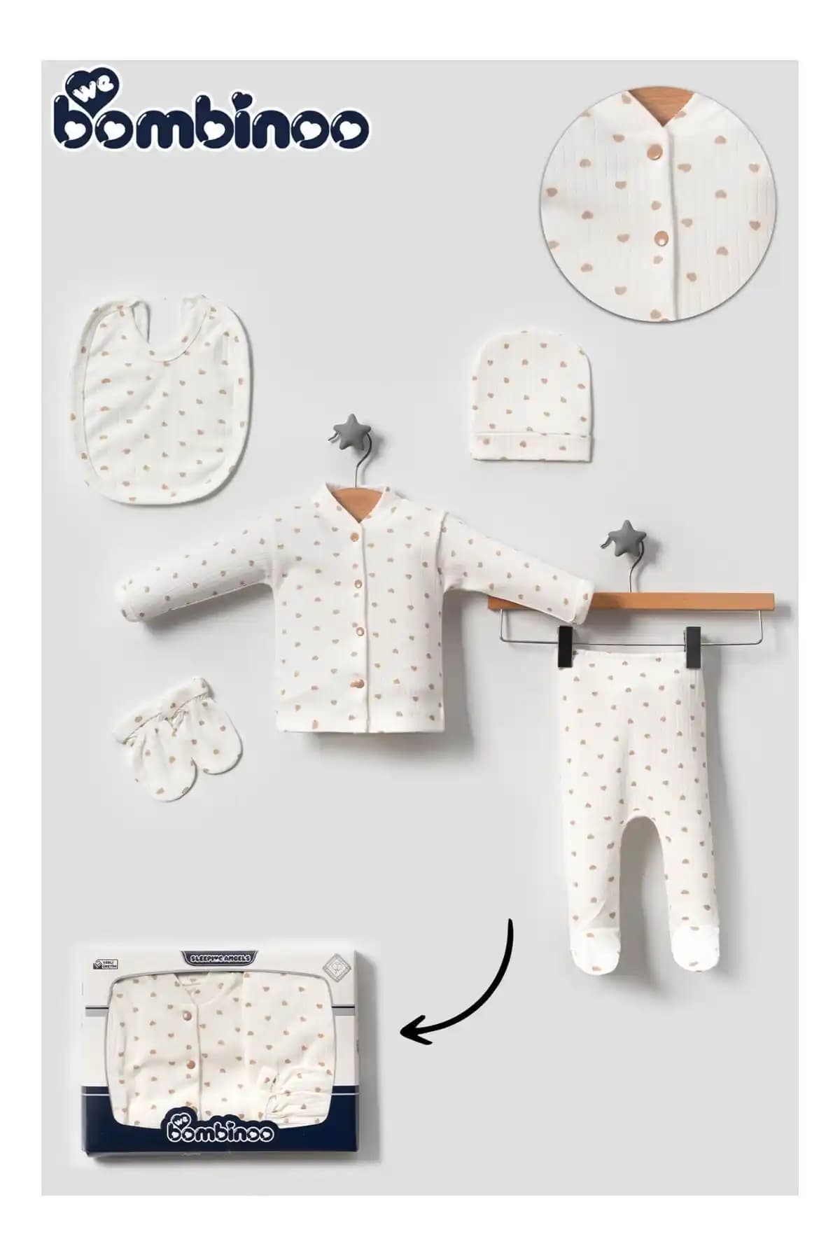 Webombinoo 5 Parça Yeni Doğan Zıbın Seti Konfor ve Şıklık Sunan Bebek Giyim Ürünü