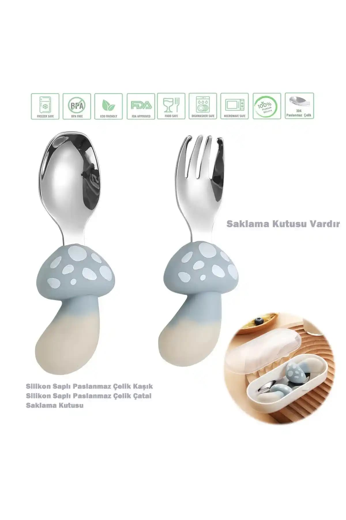 Bebekler İçin Güvenli ve Pratik Kısa Saplı Çelik Kaşık ve Çatal Setleri