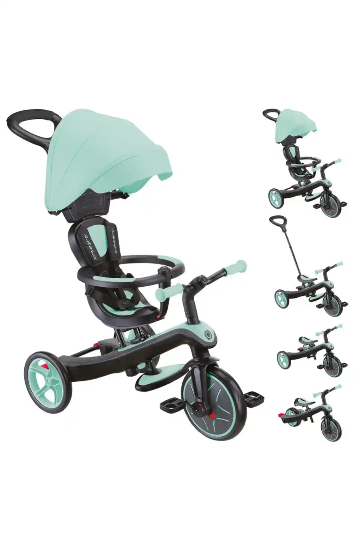 Çocuklar İçin Çok Yönlü Mint Yeşili 4'ü 1 Arada Trike Güvenli ve Ergonomik Tasarım