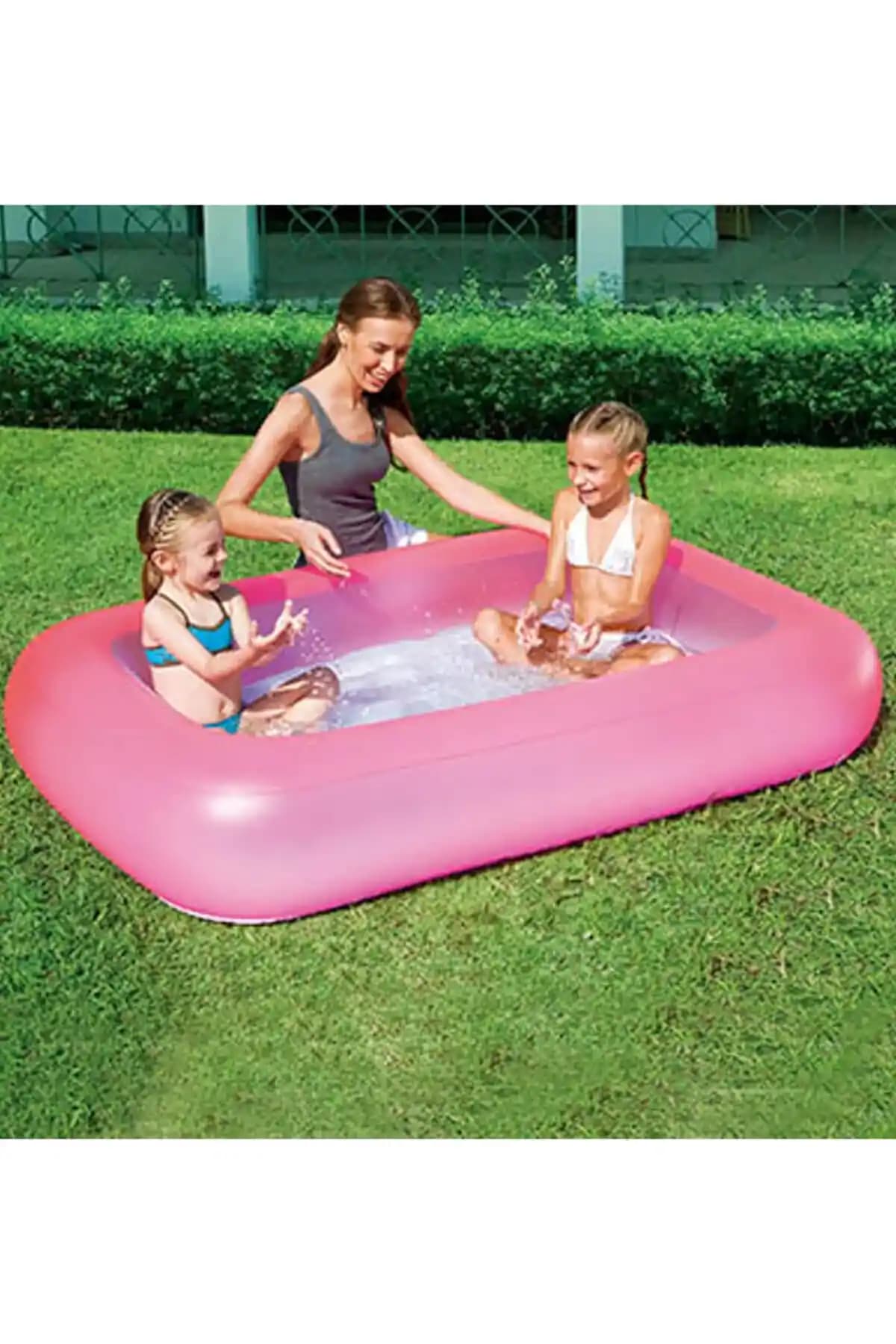 Pembe Şişme Tabanlı Çocuk Havuzları Güvenlik ve Konfor Sunan Yaz Eğlencesi