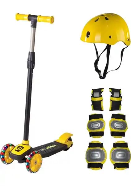 Cool Wheels Twist 3 Işıklı Scooter Karşılaştırması: Sarı Kask Seti ve Mavi Model