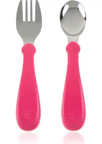 Baby Jem Paslanmaz Çelik Bebek Yemek Takımı Pembe Güvenli ve Ergonomik Tasarım