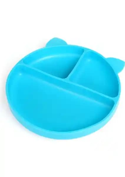 Baby Plus Vakum Tabanlı Silikon Tabak Ocean Blue Güvenli ve Pratik Çocuk Yemek Takımı