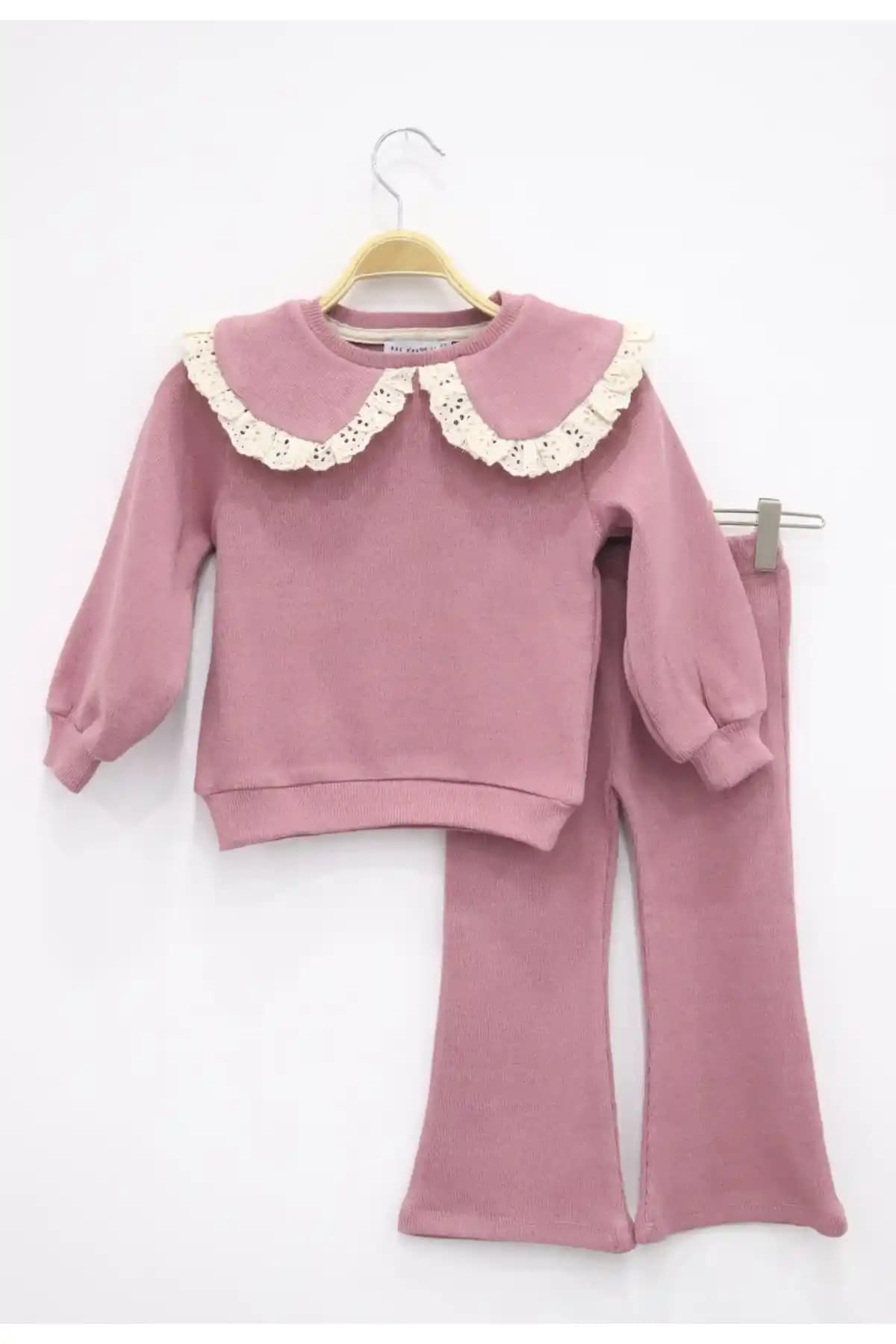 Çocuklar İçin Şık ve Rahat Gülkurusu Takım: BALKABAĞI Vintage Yaka Sweat ve Pantolon
