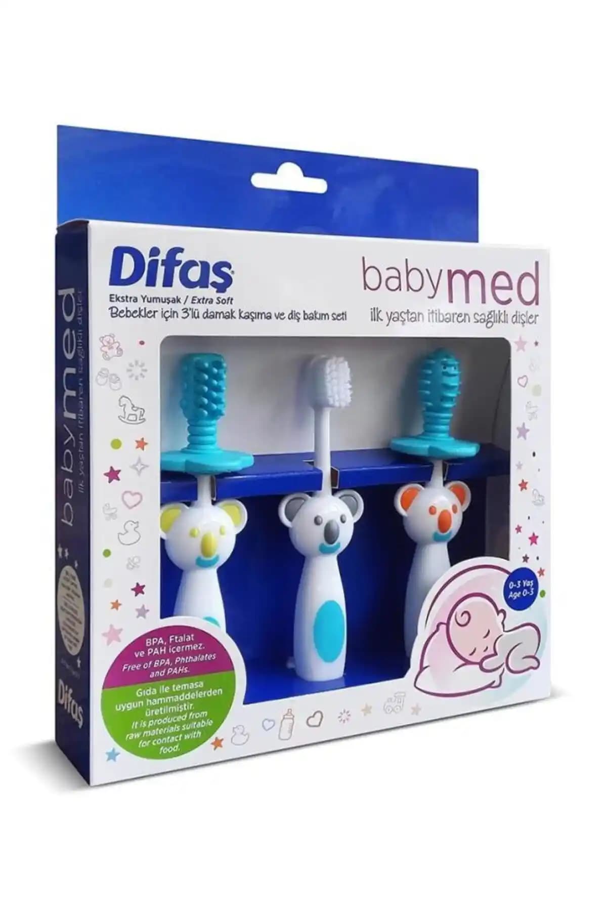 Difaş Babymed 3'lü Damak Kaşıma ve Diş Bakım Seti Pembe Bebeklerin Diş Çıkarmasını Kolaylaştırır