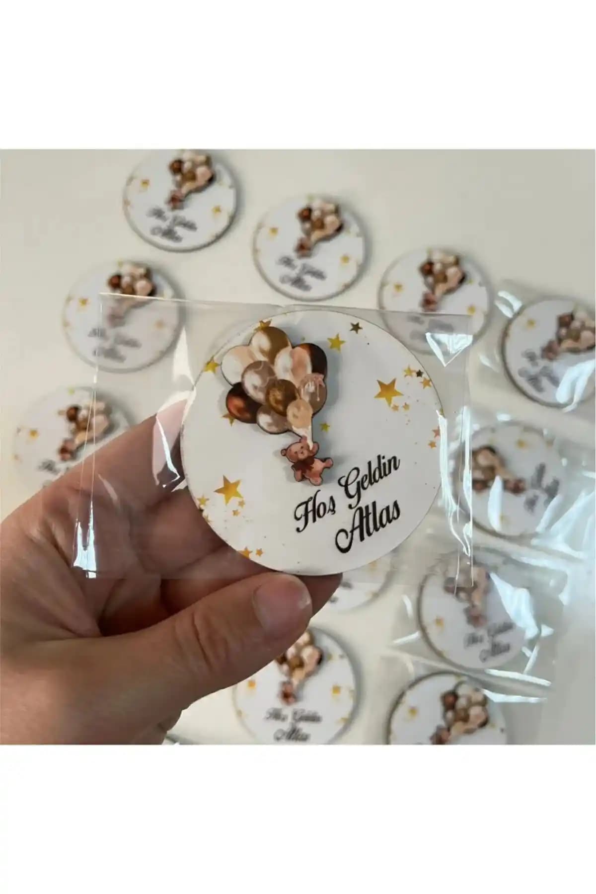 Fabriflow 25 Adet Balon Ayıcık Figürlü Kabartmalı Magnetler Bebek Odası Dekorasyonu