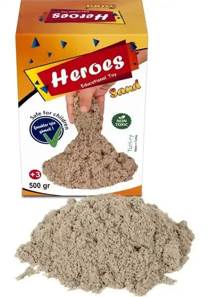 Heroes Kinetik Kum 500 Gram Doğal İçerikli Çocuk Oyun Hamuru Güvenli ve Yaratıcı Oyunlar İçin