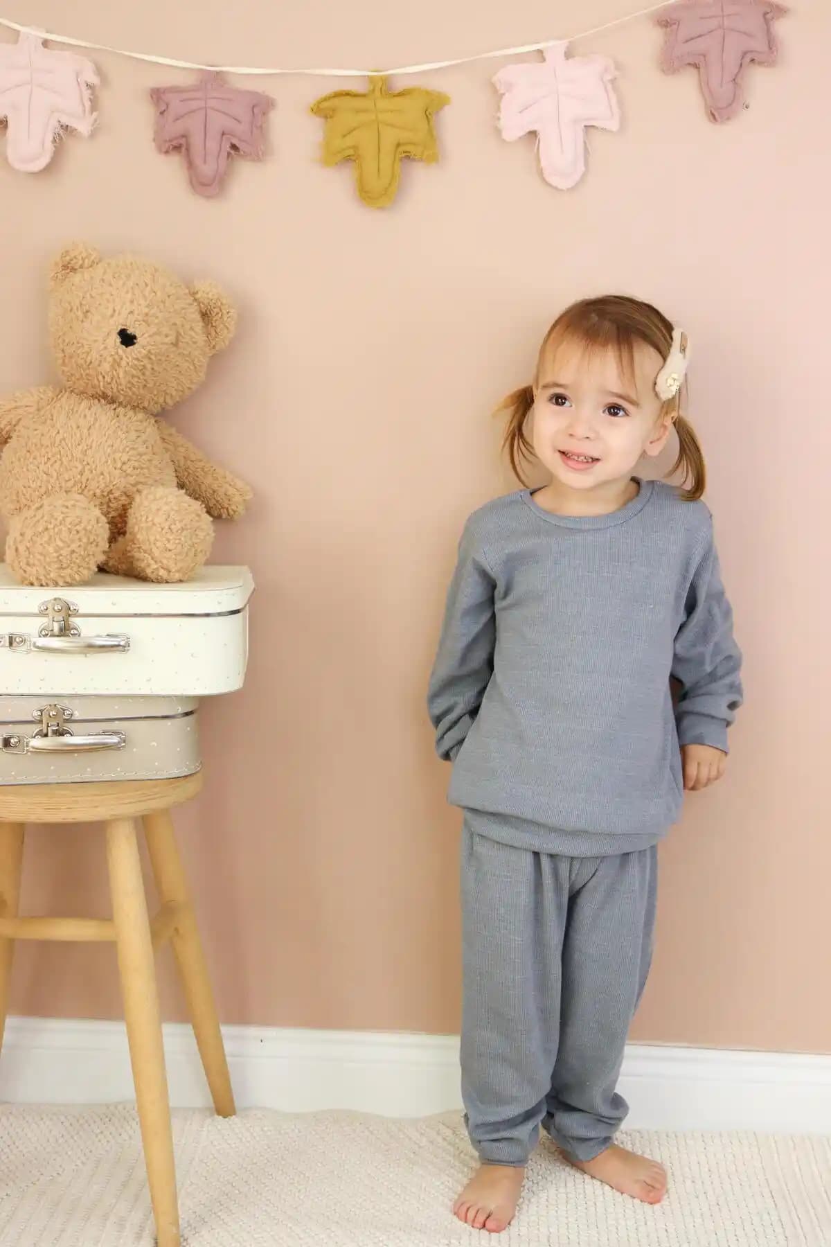 MiaBaby Kaşkorse Mevsimlik Çocuk Pijama Takımı Konfor ve Şıklık Sunar