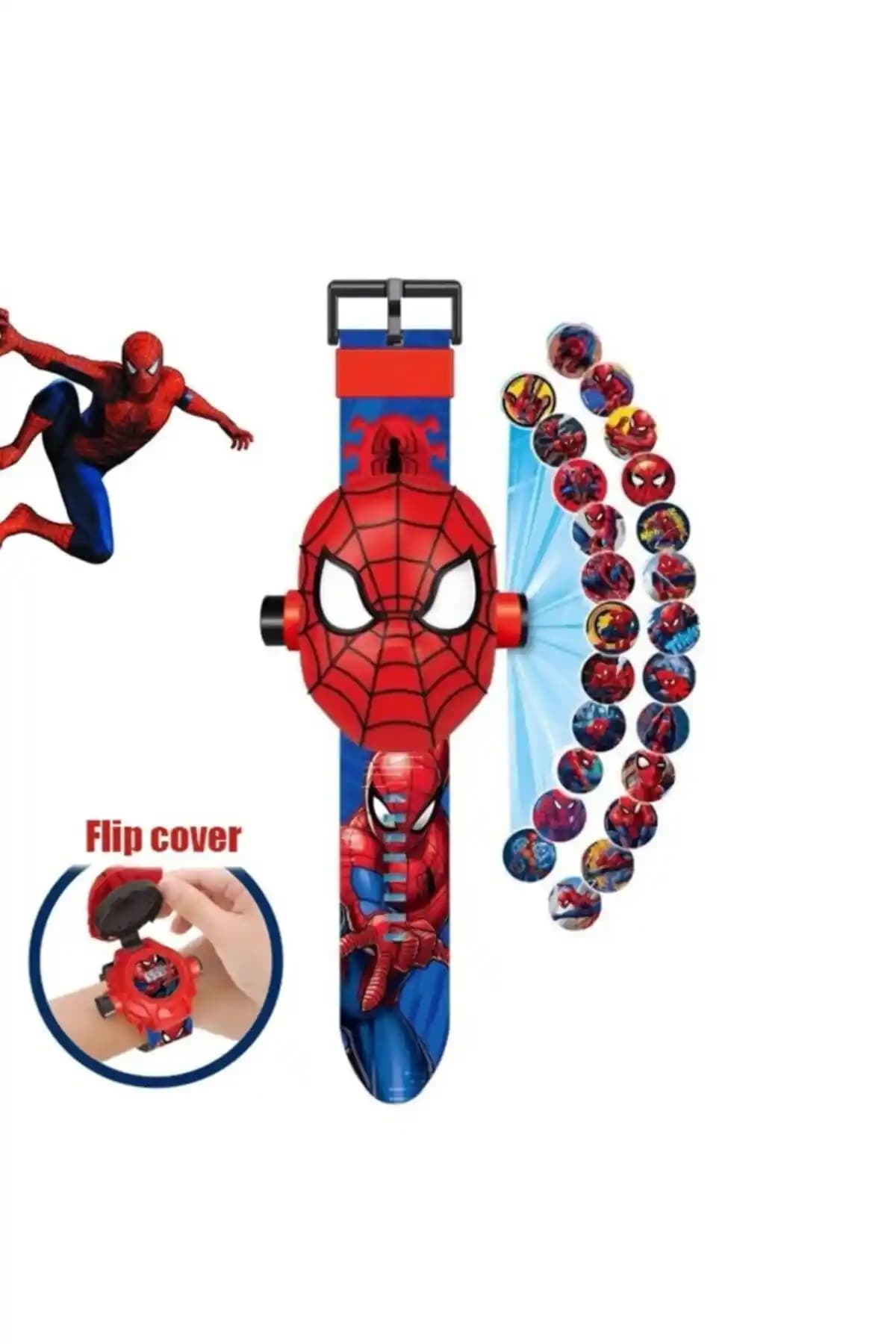 Spiderman Temalı Projeksiyonlu Dijital Çocuk Kol Saati Güvenli ve Eğlenceli Tasarım