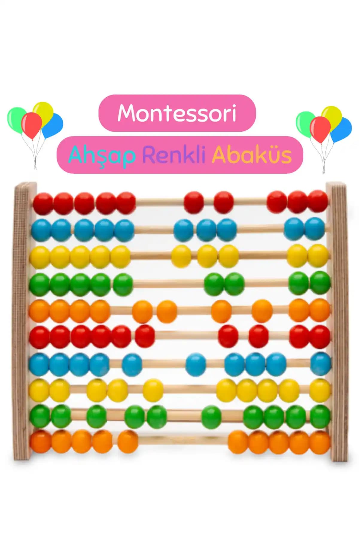 Hopiers Montessori Renkli Ahşap Abaküs Çocuklar İçin Güvenli ve Eğitici Oyun Arkadaşı