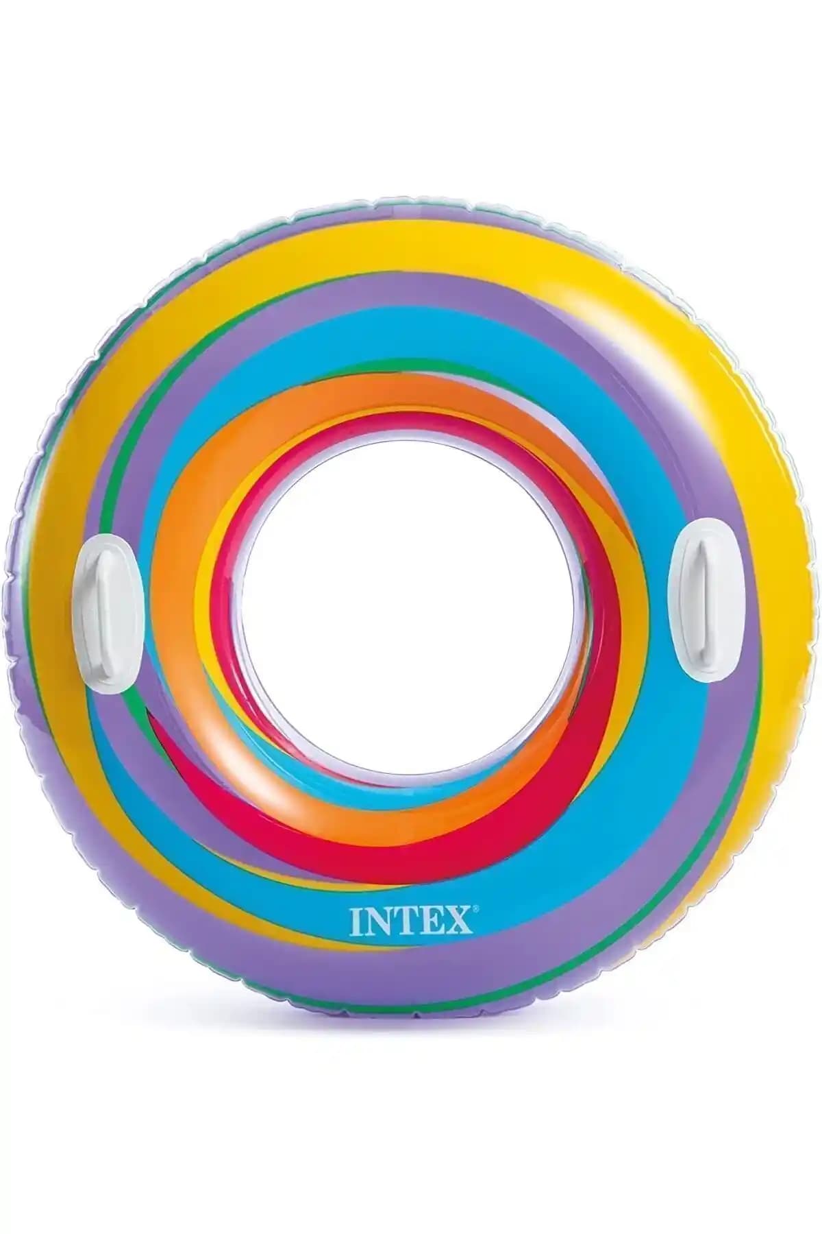 Intex Çizgili Desen El Tutunmalı 91 Cm Deniz Simidi Güvenli ve Eğlenceli Yüzme Deneyimi