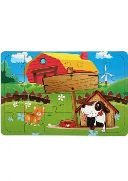 Maketçiniz Köpek ve Kedi 24 Parça Ahşap Puzzle: Çocuklar İçin Güvenli ve Eğitici Oyun Seçeneği