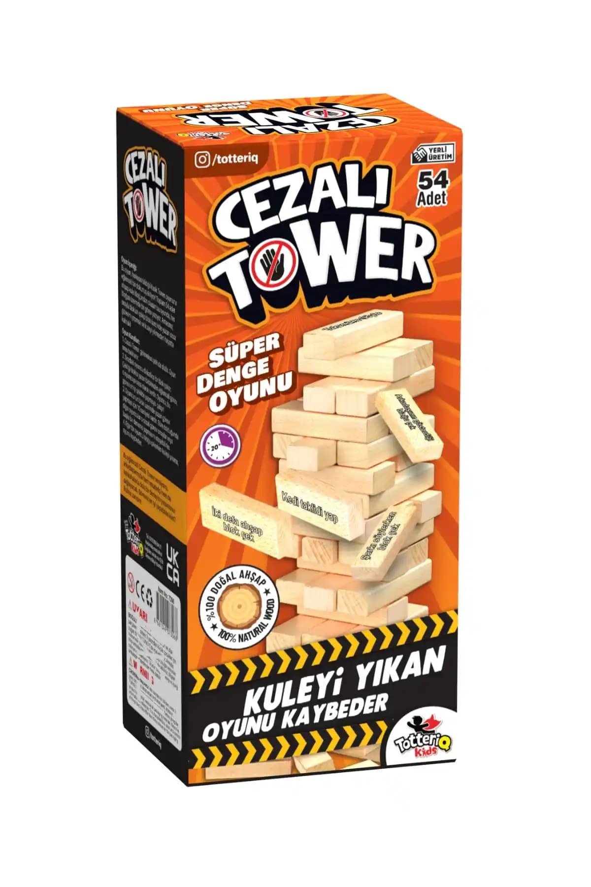 TOTTERİQ Cezalı Jenga Denge Oyunu Tower 54 Parça Dayanıklı Ahşap Tasarım