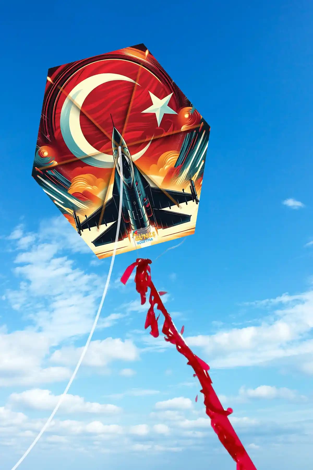 Türk Bayrağı ve F16 Desenli Kolay Kurulum Uçurtma - Eğlenceli ve Milli Sembol Temalı Oyuncak