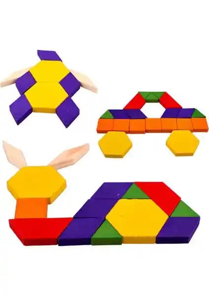 Wood Kids Tangram Ahşap Bloklar ile Çocukların Zeka ve Yaratıcılık Gelişimini Destekleyen Eğitim Seti